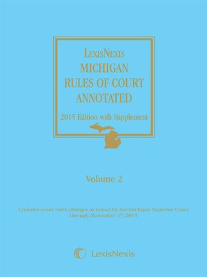 cover image of Michigan Court Rules Annotated